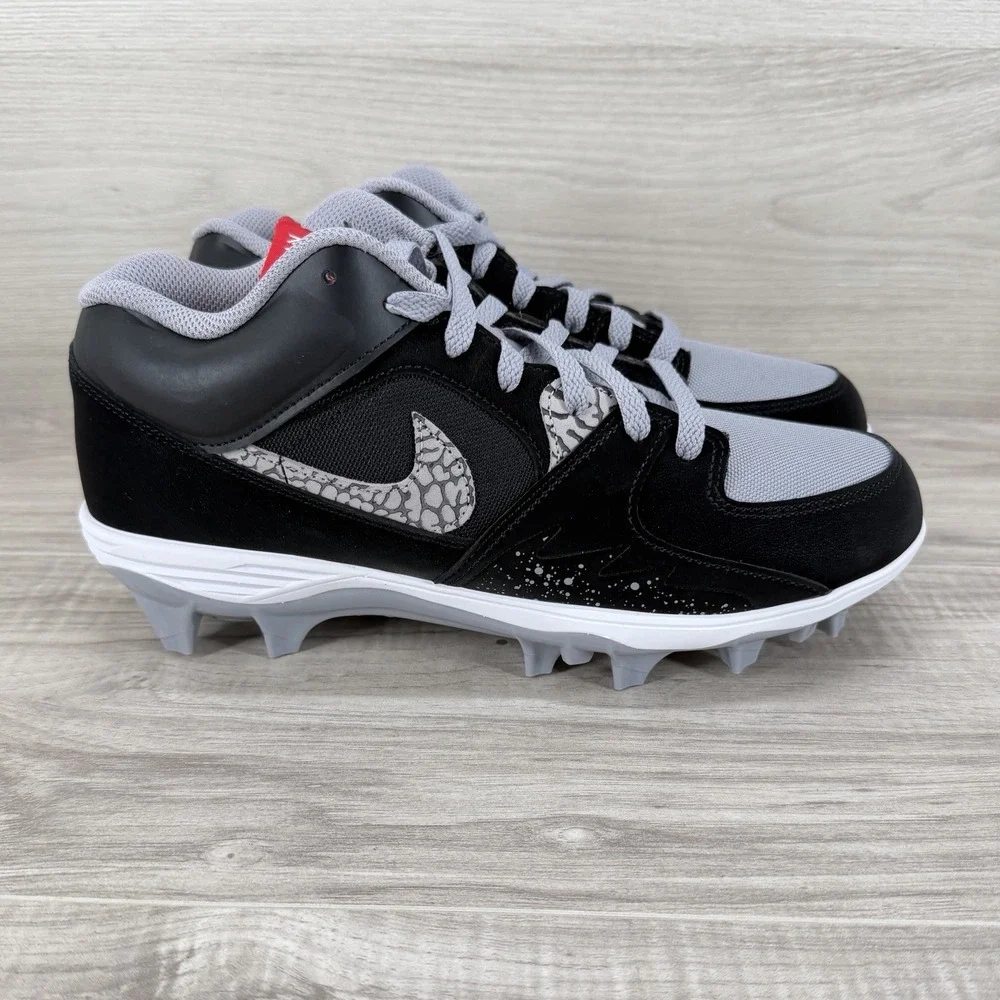 Size 9 - Jordan Stadium 90 Black Gray Cement Football Baseball Cleats